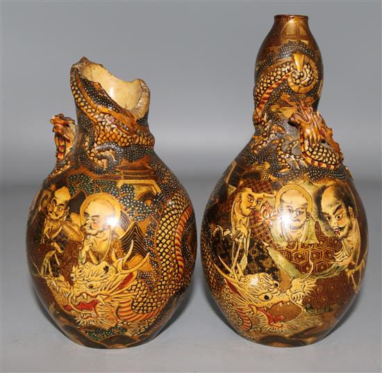 A pair of Japanese Satsuma pottery vases